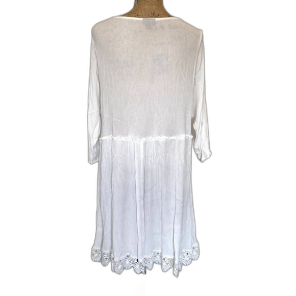 Torrid Ivory White Gauze Crochet Trim Mini Dress Swim Cover Plus Size 3X - Picture 5 of 7